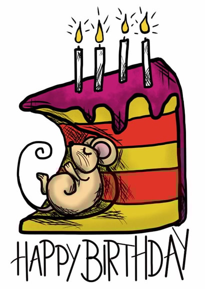 Mouse Cake Birthday Card  created by Doodle Greets