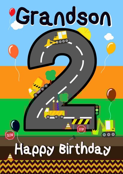 Roadworks 2nd Birthday Card for Grandson created by Kerrylovescards
