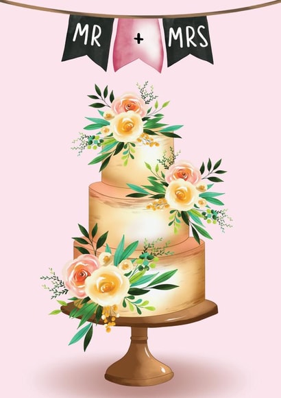 Pretty Wedding Cake - Mr And Mrs Wedding Card created by Amy Florence Design