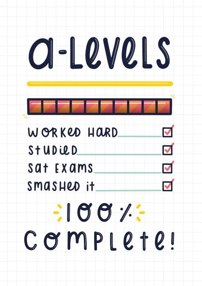 A-Levels 100% Complete Exam Congratulations card created by Joanne Hawker