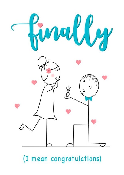 Finally congratulations - funny illustrated engagement card created by Spring of colors