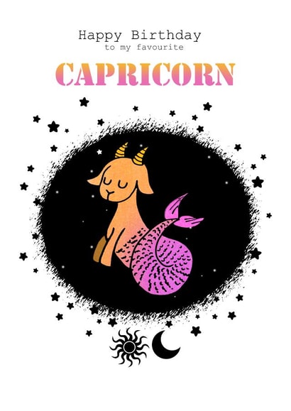 Favourite Capricorn - Zodiac Birthday Card created by Sugar Violet Illustration