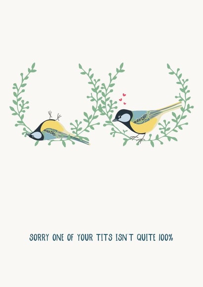 Supportive Breast Cancer Blue Tits Card - Righthand Boob created by Wink Design - Michelle Roberts