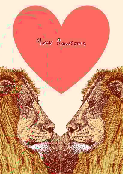 Your roarsome, lion love card created by Pearl Illustrations