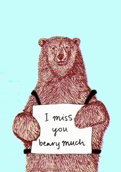 I miss you bear card created by Pearl Illustrations