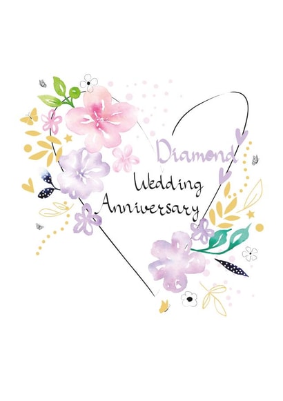 Diamond Wedding Anniversary Floral Love Heart Card created by SABIVO Design by Sabina