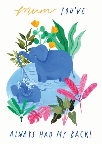 Cute Elephant Greetings Card For Mum created by Joanna Clay Design