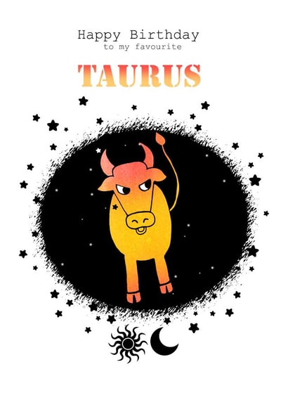 Taurus - Zodiac Birthday Card created by Sugar Violet Illustration