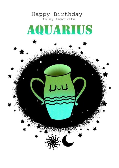 Aquarius - Zodiac Birthday Card created by Sugar Violet Illustration