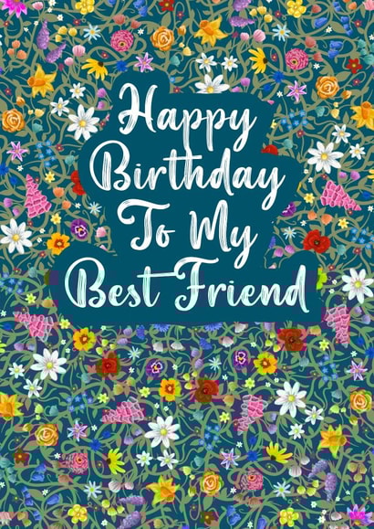 Pretty Birthday Card - Wildflower Design - Flowers created by Jen James