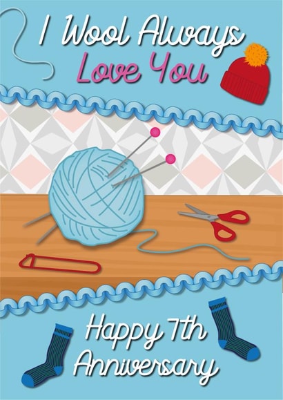 Wool 7th Wedding Anniversary Card created by Violet Owen Designs