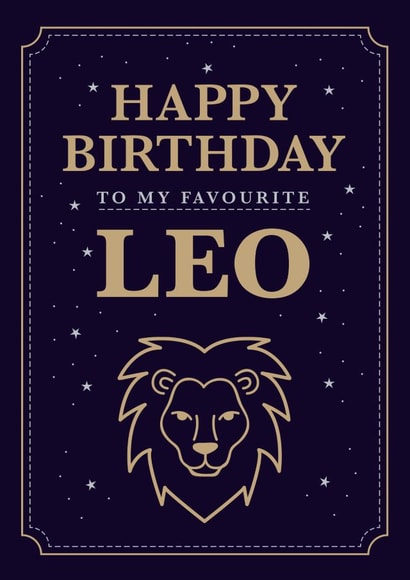 Vintage astrology Leo Star Sign Zodiac July August Happy Birthday Card created by Hello Fridays Studio