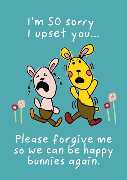 Cute Happy Bunnies Sorry Card | thortful