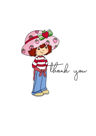 Strawberry shortcake thank you card created by Squiggles