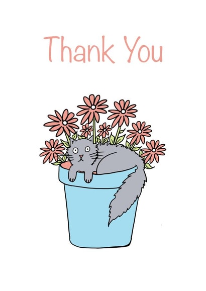 Cat Flowerpot Thank You Card created by Helen Ridley Illustration