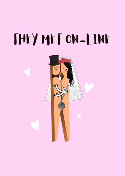 They met on-line - Peg pun wedding day created by original fox designs