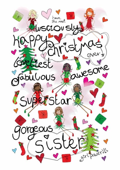 Christmas Fairy Girl Power for a gorgeous sister - Christmas Card created by The Girl Power Fairies