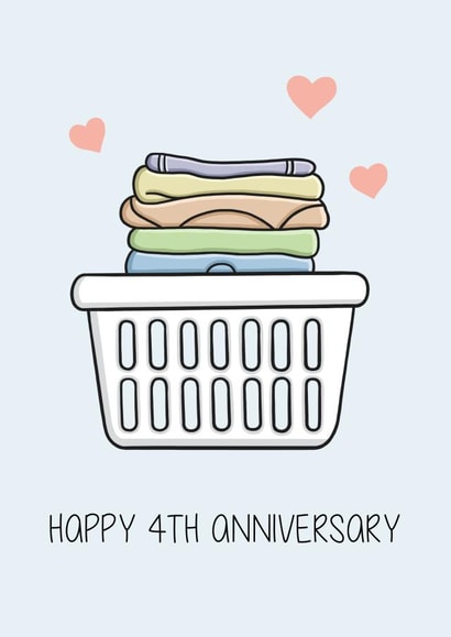 Funny Linen Anniversary Card - 4 Years - Laundry - Happy 4th Anniversary created by Creaternet
