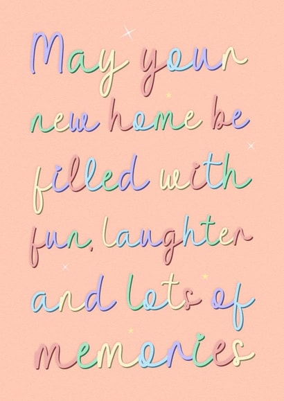 Cute Rainbow Typography New Home Card - May Your New Home Be Filled ...
