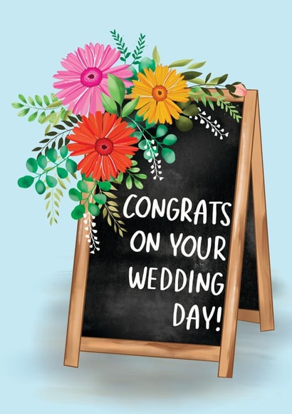 Congrats On Your Wedding Day - Chalkboard Just Married Card created by Amy Florence Design