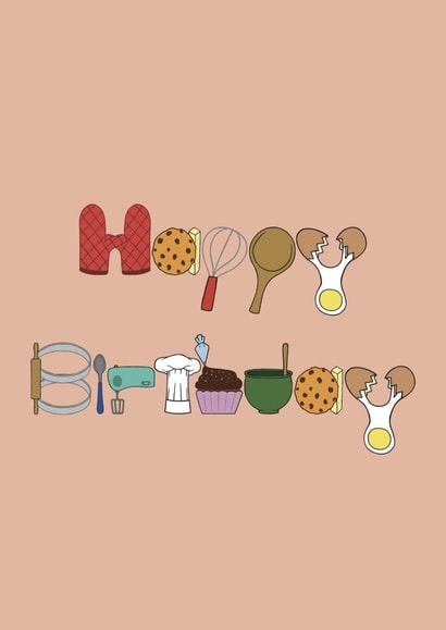 Baking Birthday card created by @hairheadsart