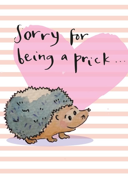 Sorry For Being A Prick Card, funny apology card, can be used for any reason. created by Hannah Morgan