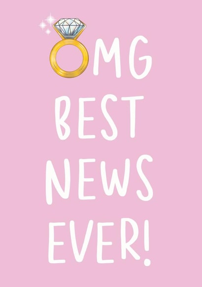 Best News Ever Engagement Card - Diamond ring card created by Amy Florence Design