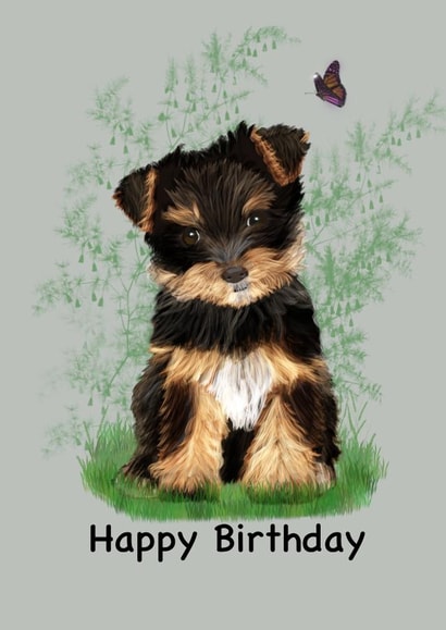 Cute Yorkie Birthday Card created by Fat Nancy Cards 