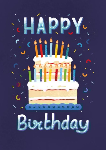 Birthday cake and candles created by Paper Valley Design Studio