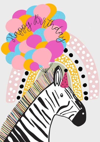 Happy Birthday every birthday needs a zebra & balloons created by Penny Belle