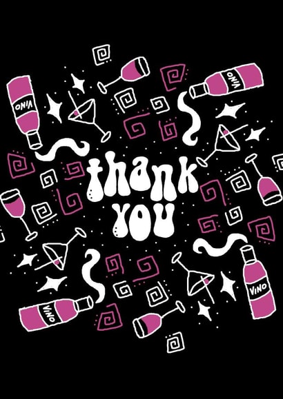 Thank You: Wine Vino Cocktail Card created by Slugedelic Cardz