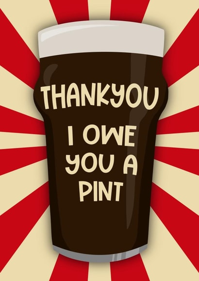 Funny Pint of Beer Thank You Card created by Running with Scissors