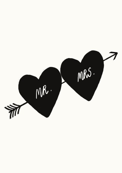Minimal monochrome Mr & Mrs wedding card created by Yan Yu Lee