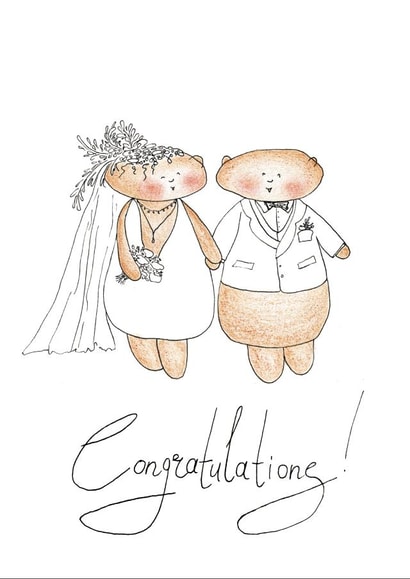 Wedding of bears congratulations card created by Mishka Jenya