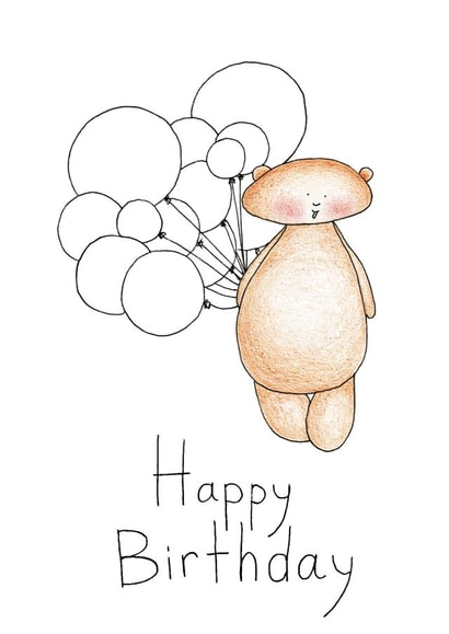 Bear with balloons birthday card created by Mishka Jenya