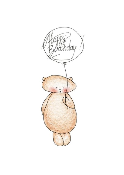 Bear with balloon birthday card created by Mishka Jenya