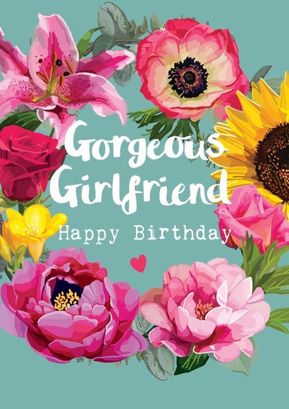 Gorgeous Girlfriend Happy Birthday Wreath Card created by Sarah Kelleher
