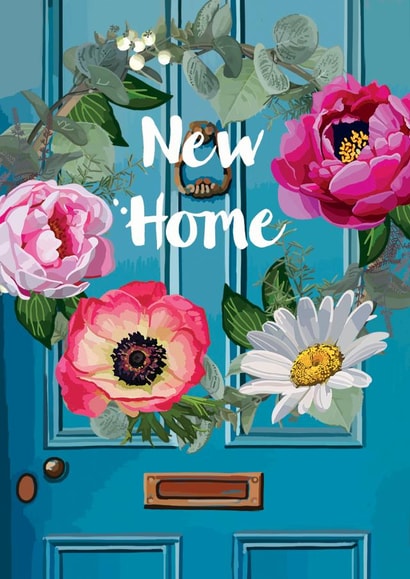 Pretty New Home Card - Floral Wreath - Door - New Home created by Sarah Kelleher