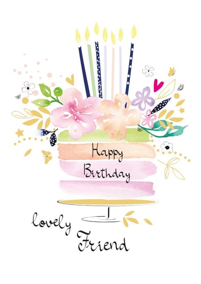 Lovely Friend Floral Birthday Cake Card created by SABIVO Design by Sabina