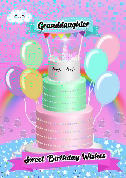 Sweetest Unicorn Cake wishes for Granddaughter created by Kerrylovescards