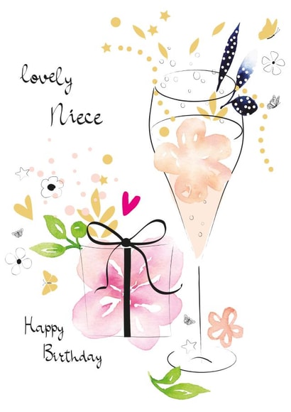 Niece Floral Cocktail and a Present Birthday Card created by SABIVO Design by Sabina