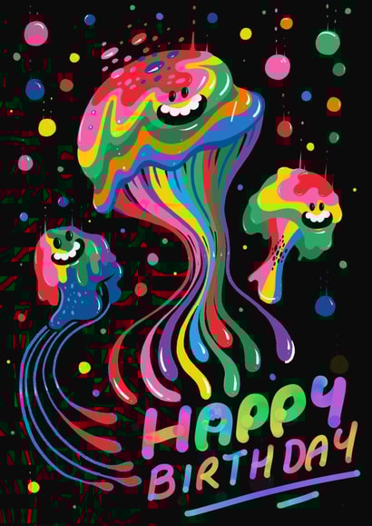 Arty Jelly Fish Happy Birthday Card created by Ms Wearer