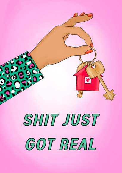 Rude New Home Card - House Keys - Shit Just Got Real created by Poppy & Mabel 