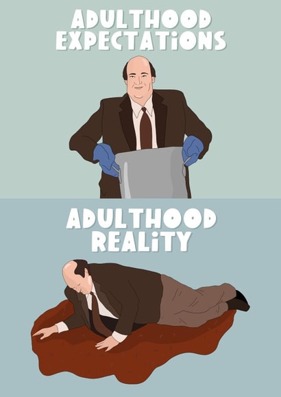 Kevin Malone, Adult Expectations Birthday Card created by The Foxy Lemon Co.