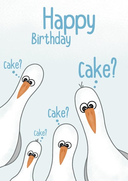 Greedy Seagull Birthday Card created by Deadpixel