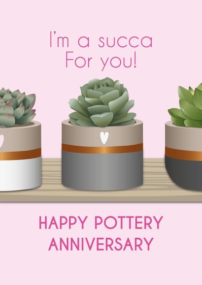 Succulent Pottery 9th Anniversary Card created by Violet Owen Designs