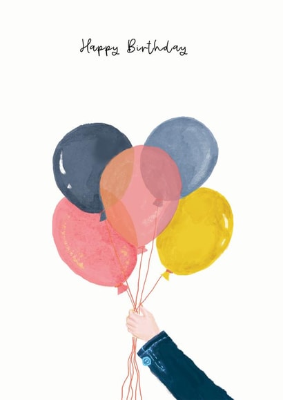 Arty Birthday Card - Balloons - Watercolour created by Pink Pen Studio