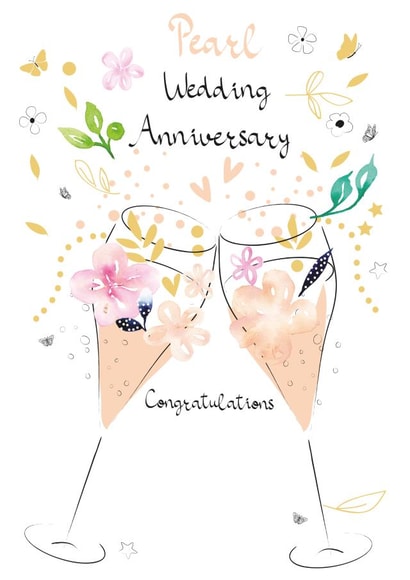Pretty Pearl Anniversary Card - 30 years - Pearl Wedding Anniversary Congratulations created by SABIVO Design by Sabina