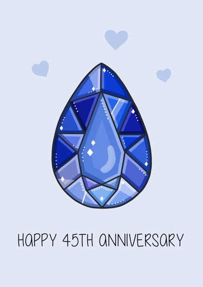 Cute Sapphire Anniversary Card - 45 Years - Happy 45th Anniversary created by Creaternet