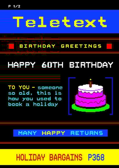Teletext 60th Birthday Card created by Of Life & Lemons Ltd.